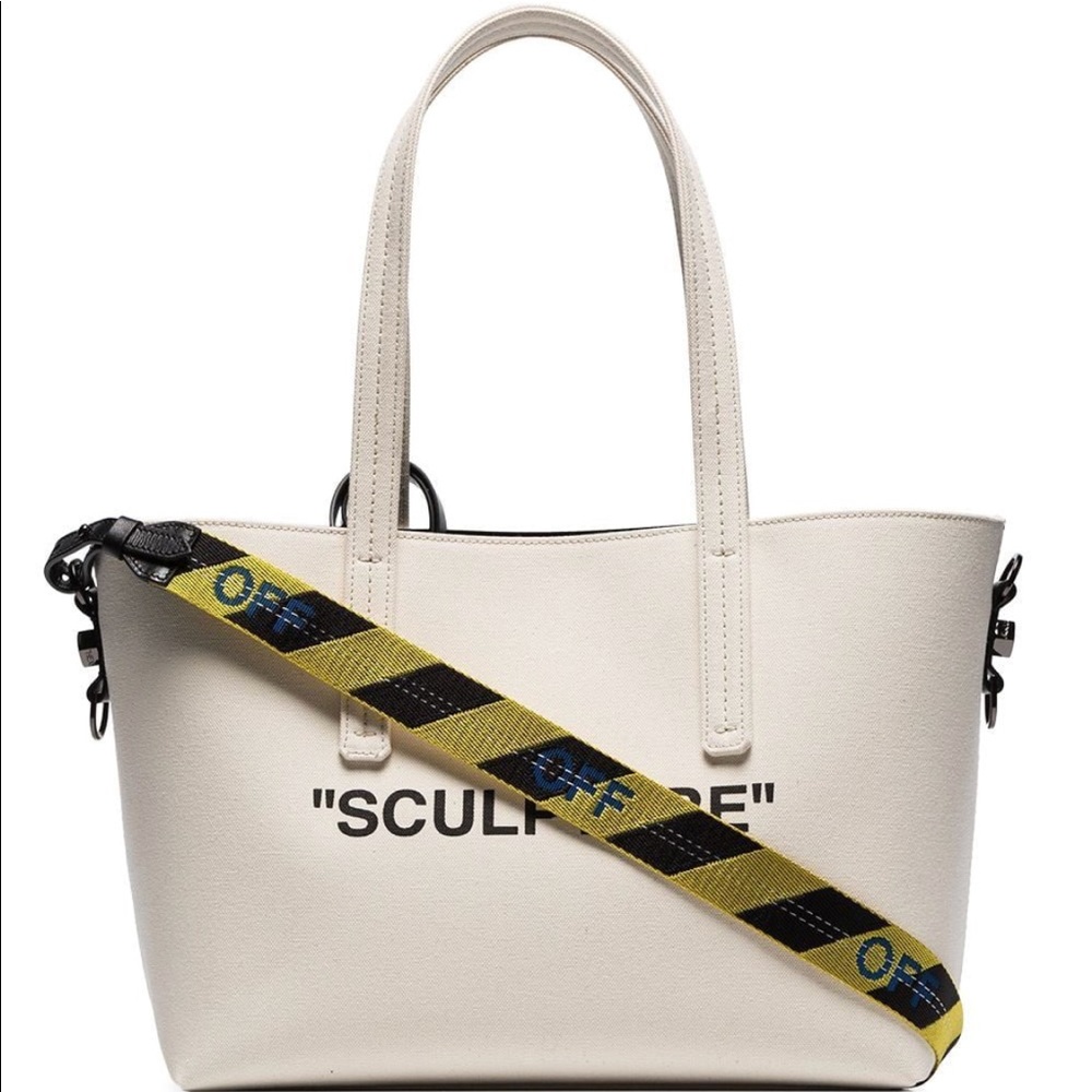 OFF-WHITE Beige Sculpture Canvas Tote SS19